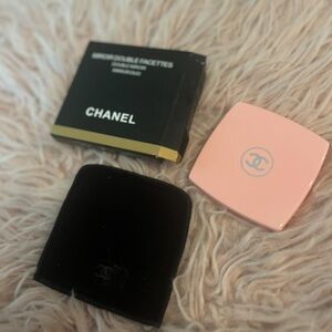 Pink Chanel mirror with bag and box - double face mirror